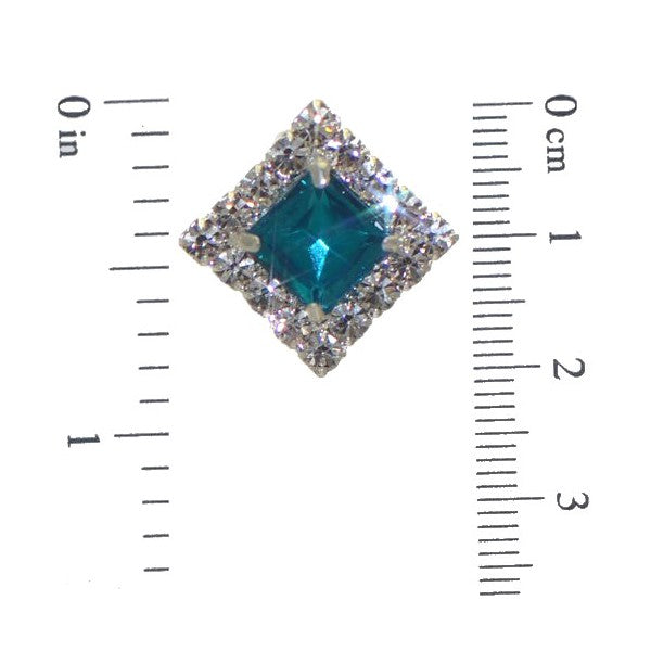 ELOQUENT Silver tone Turquoise Crystal Clip On Earrings