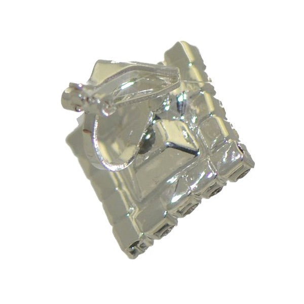 ELOQUENT Silver tone Turquoise Crystal Clip On Earrings