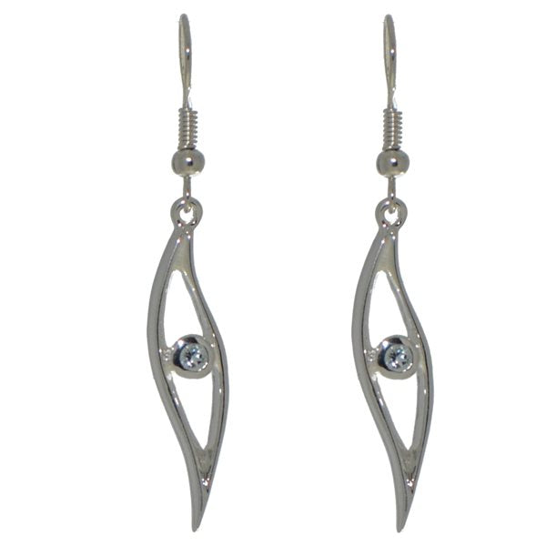 EOS silver plated blue topaz crystal hook earrings by VIZ