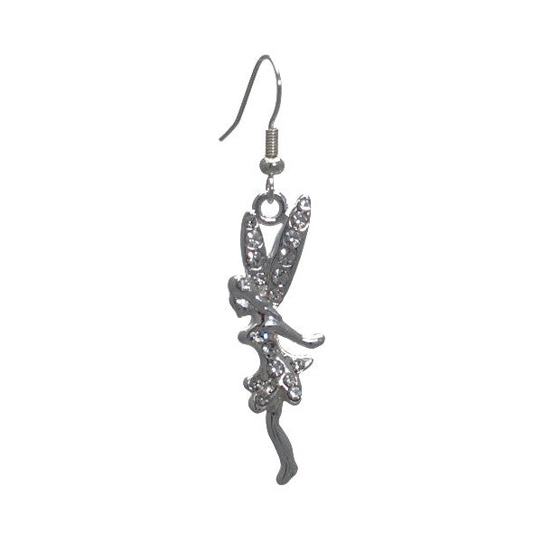 Fairy Silver tone Crystal Hook Earrings