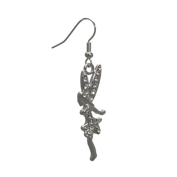 Fairy Silver tone Crystal Hook Earrings