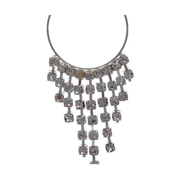 FELICITY Silver Round Clear Crystal Hook Earrings
