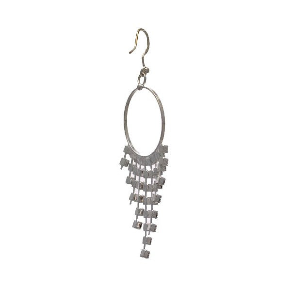 FELICITY Silver Round Clear Crystal Hook Earrings
