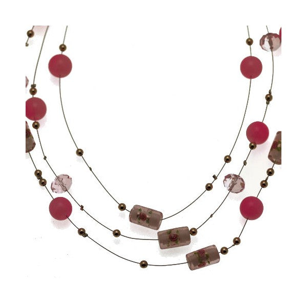 Flossie Silver tone Pink Choker Necklace
