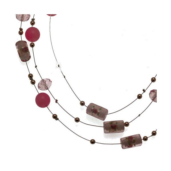 Flossie Silver tone Pink Choker Necklace