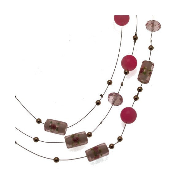 Flossie Silver tone Pink Choker Necklace