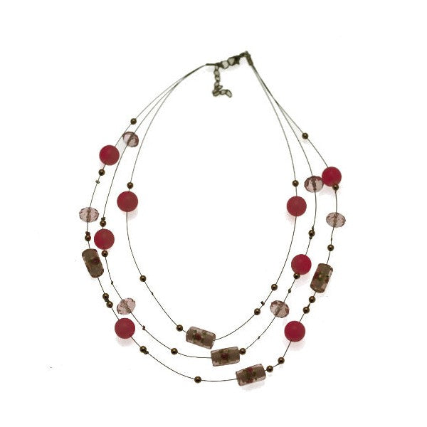 Flossie Silver tone Pink Choker Necklace