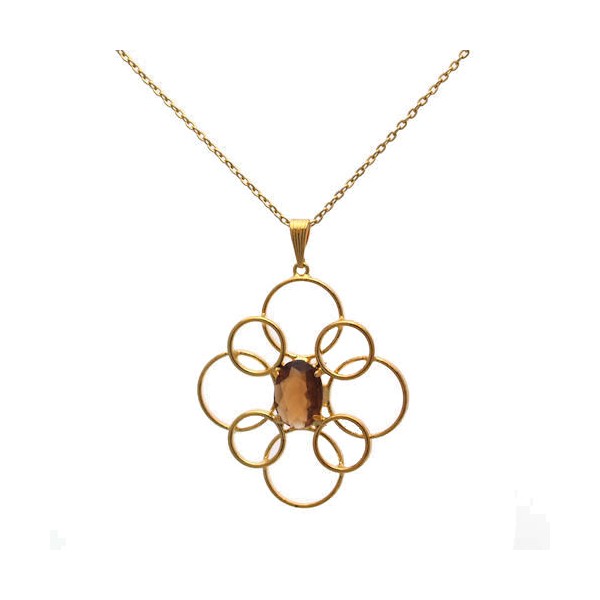Franny Gold tone Amber Pendant Necklace
