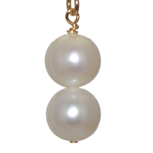 FRESCA DOUBLE Gold Plated 10mm Freshwater Pearl Hook Earrings
