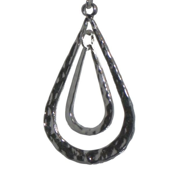 GAEL Silver tone Open Double Teardrop Hoop Hook Earrings