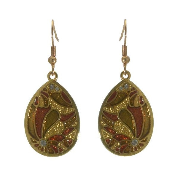 GAVRIELLA Gold Plated Amber Crystal Hook Earrings