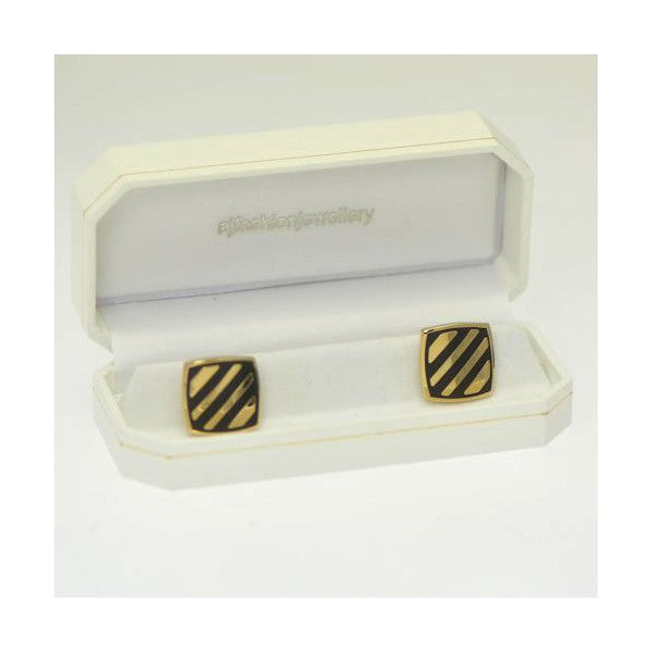 GEOFFREY Gold tone and Black Stripe Cufflinks