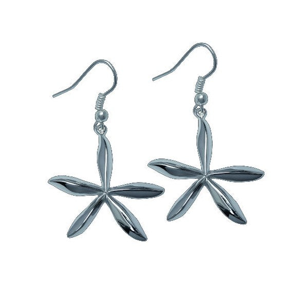 GEOVANA Silver Plated Star Flower Hook Earrings by VIZ