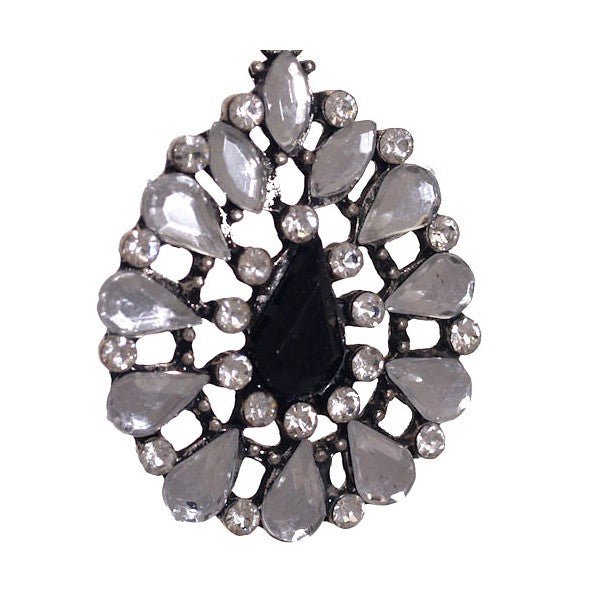 GINEVRA Silver tone Crystal Hook Earrings