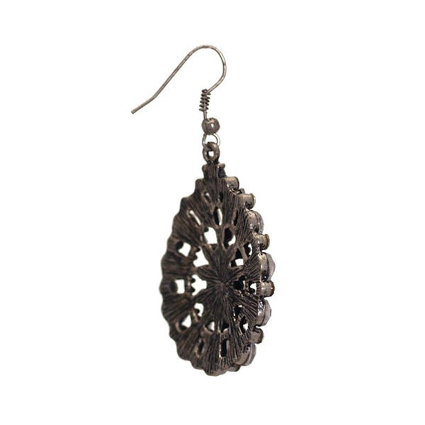 GINEVRA Silver tone Crystal Hook Earrings
