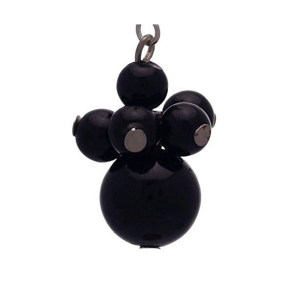 GIUDITTA Silver tone Black Hook Earrings