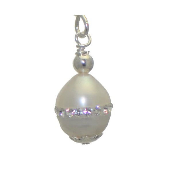 GWENDOLYN Silver Plated Freshwater Pearl with Crystals Hook Earrings