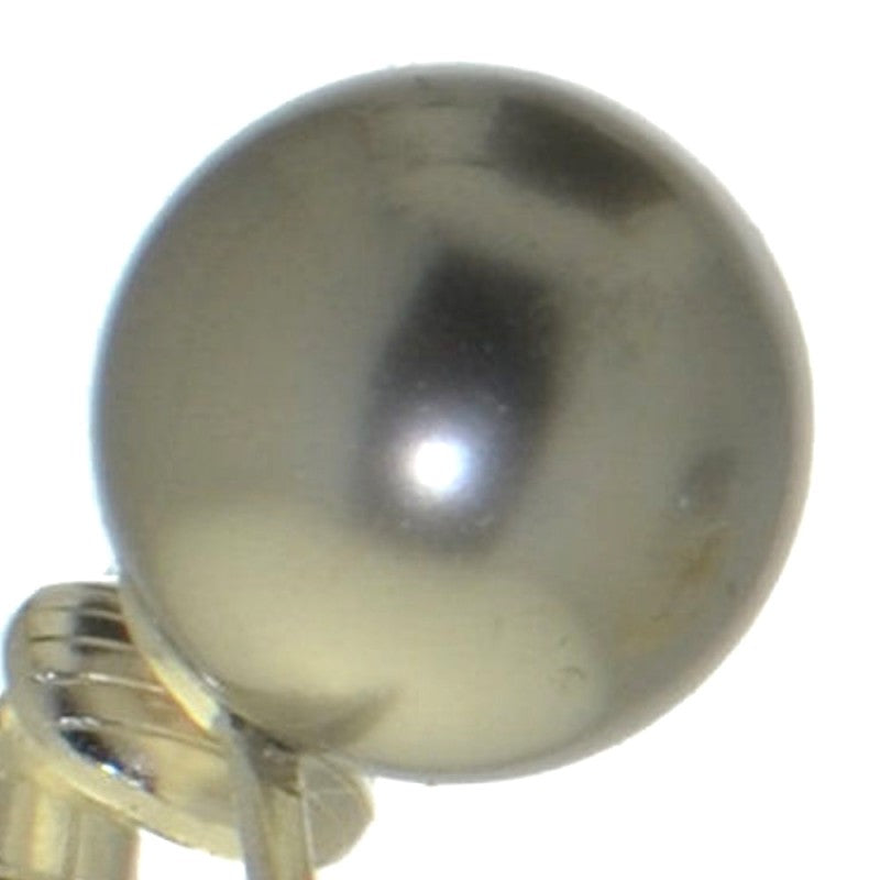 HADRIA 12mm silver plate lt grey faux pearl clip on earrings