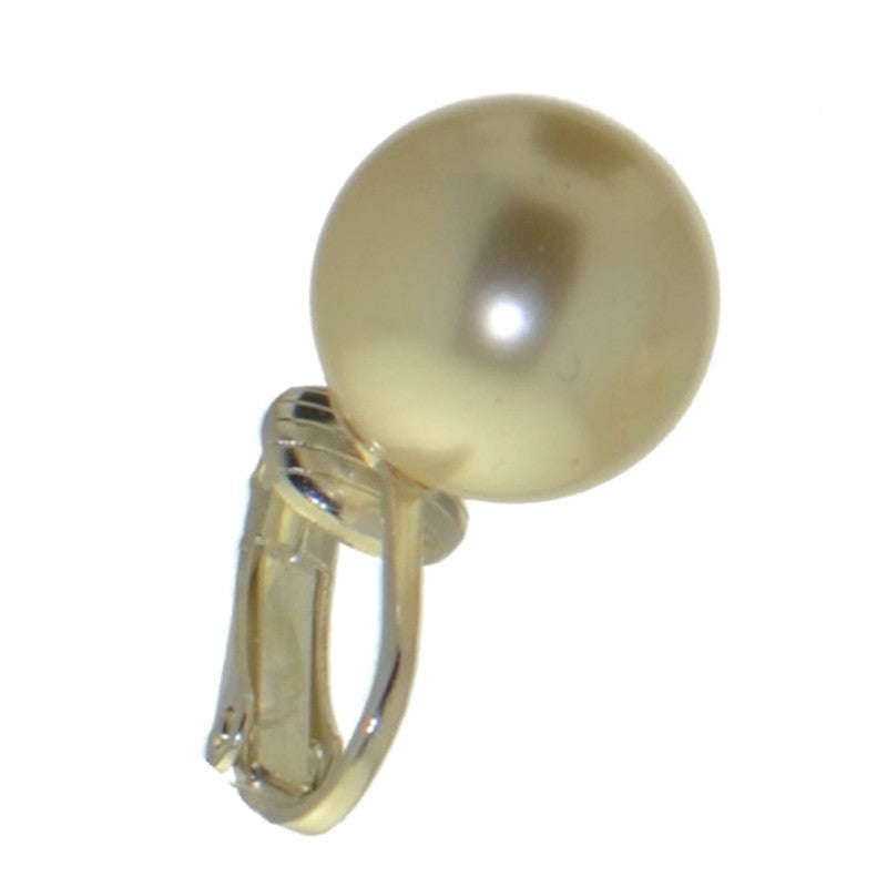 HADRIA 12mm silver plated cream faux pearl clip on earrings