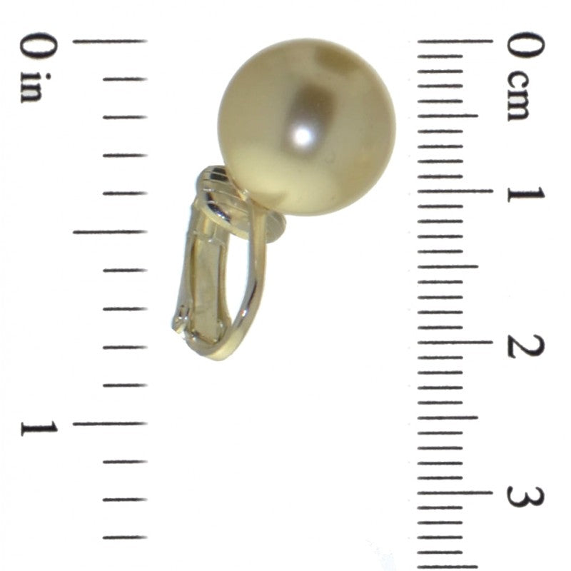 HADRIA 12mm silver plated cream faux pearl clip on earrings