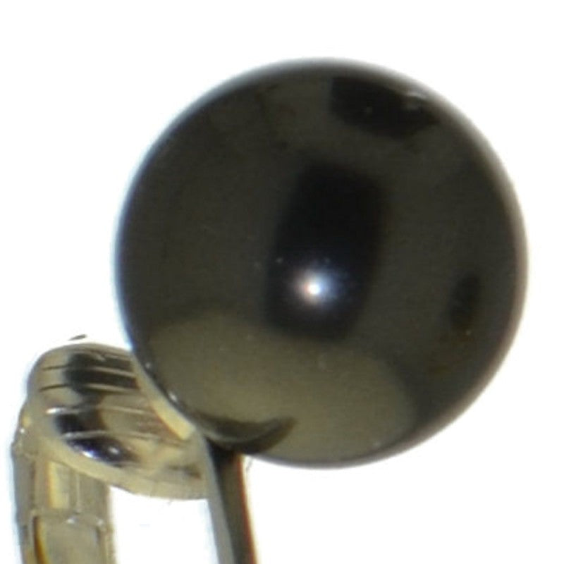HADRIA 12mm silver plated grey faux pearl clip on earrings