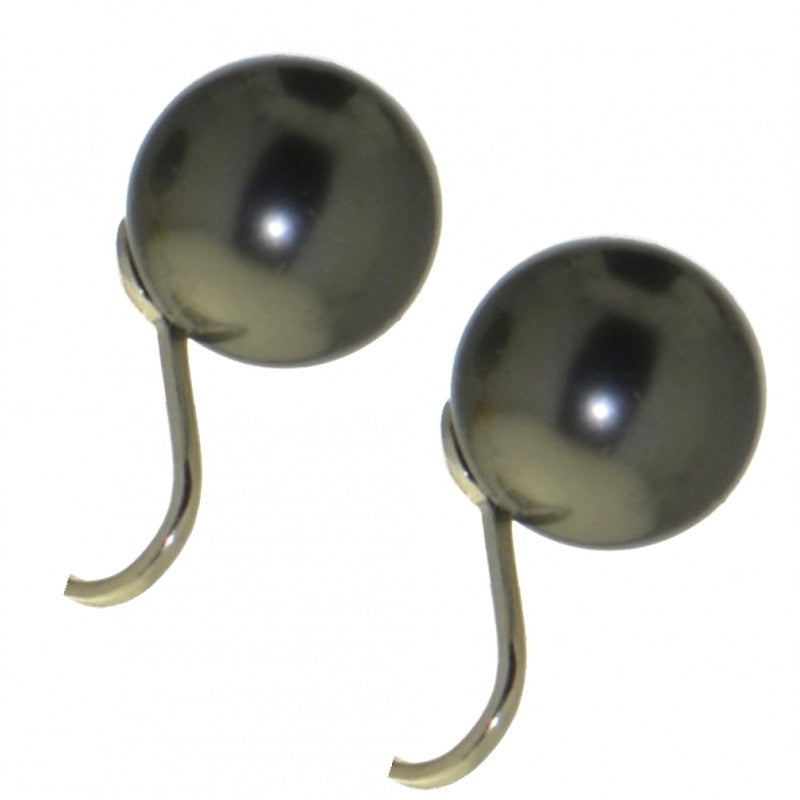 HADRIA 12mm silver plated grey faux pearl clip on earrings