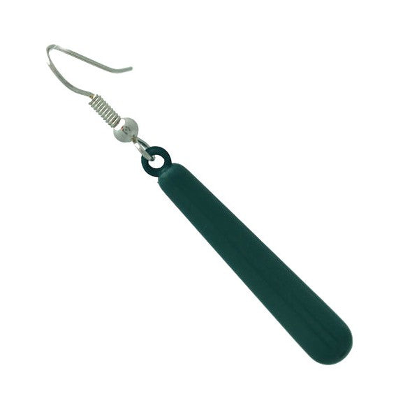 Haze Silver Dark Green Hook Earrings