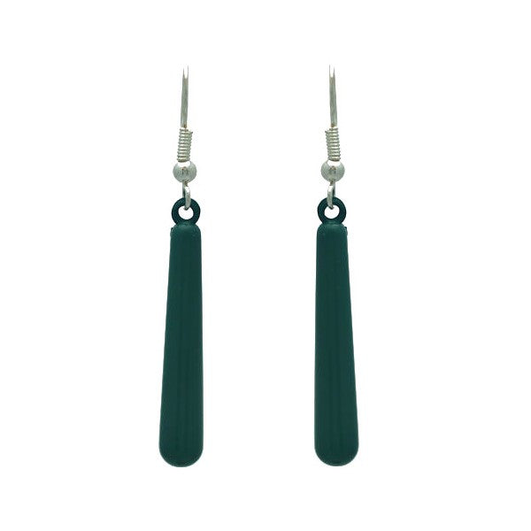 Haze Silver Dark Green Hook Earrings