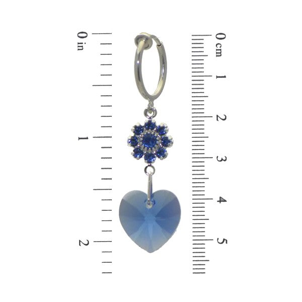 HEARTS And FLOWERS CERCEAU Silver Plated Sapphire Crystal Clip On Earrings
