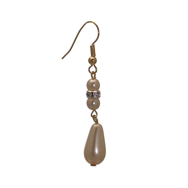 HIGH CLASS Gold tone Cream faux Pearl Drop Hook Earrings
