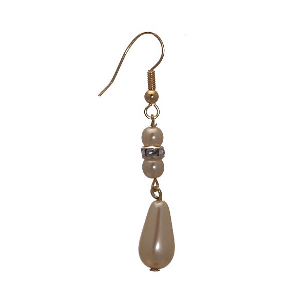 HIGH CLASS Gold tone Cream faux Pearl Drop Hook Earrings