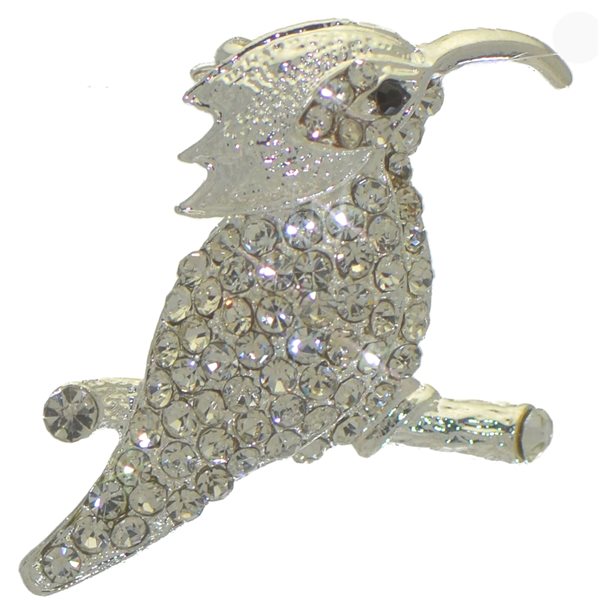 HUMMINGBIRD silver tone crystal brooch