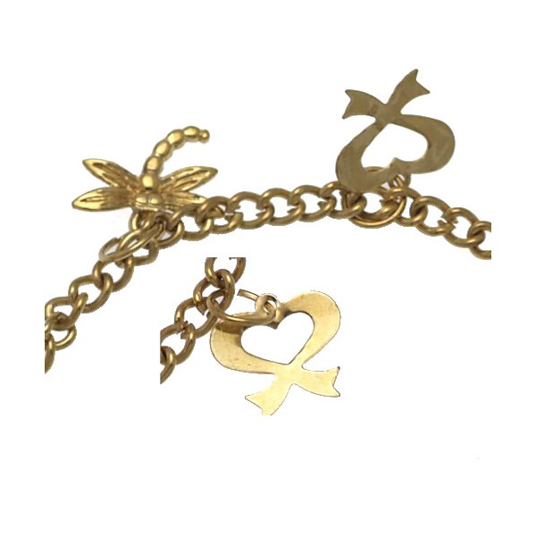 IKSHU Gold Plated Dragonfly Bow and Disk Ankle Chain