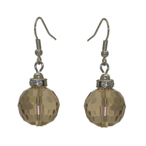 IRSA Silver tone Amber Crystal Hook Earrings