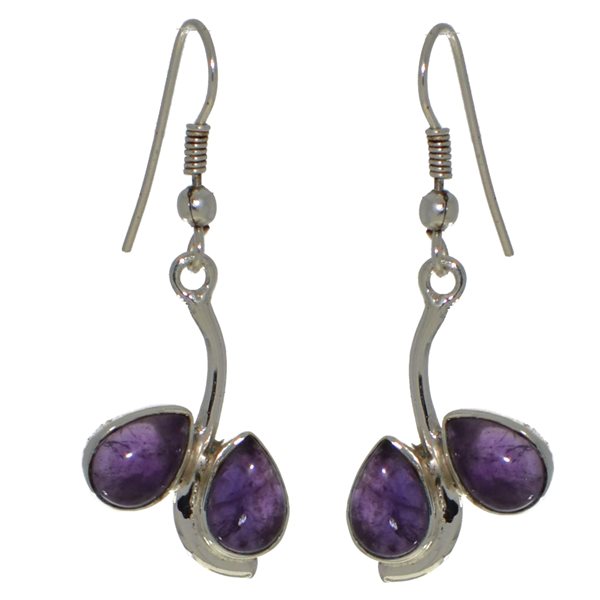ISIS silver plated amethyst hook earrings by VIZ