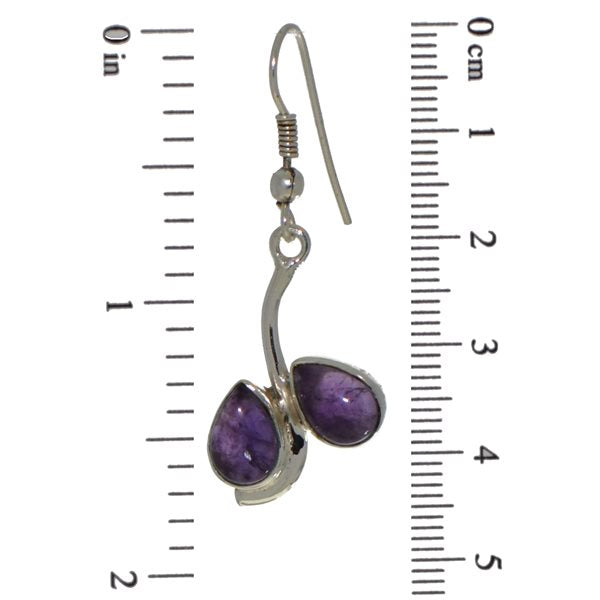 ISIS silver plated amethyst hook earrings by VIZ