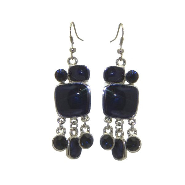 JOELLA Silver tone Blue Necklace Set with Hook Earrings