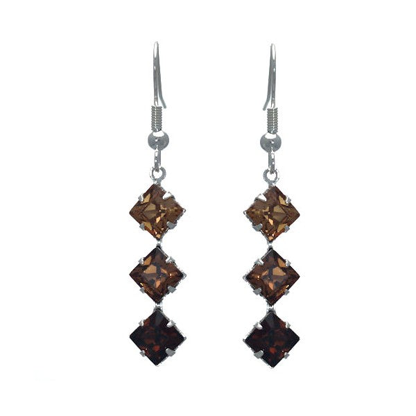 JUNO Silver Plated 3 tone Topaz Crystal Hook Earrings