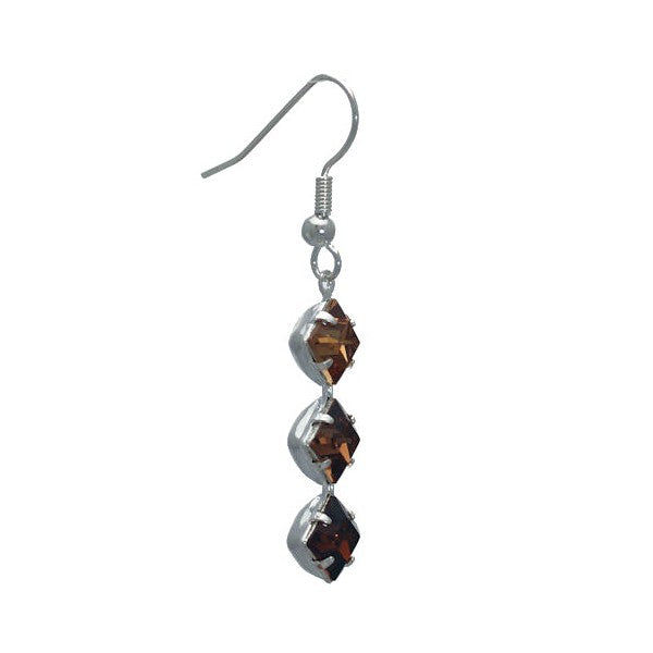 JUNO Silver Plated 3 tone Topaz Crystal Hook Earrings