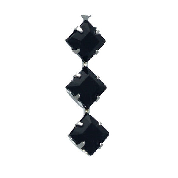 JUNO Silver Plated Jet Crystal Clip On Earrings