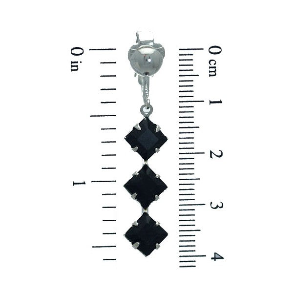 JUNO Silver Plated Jet Crystal Clip On Earrings