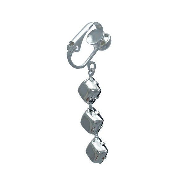 JUNO Silver Plated Jet Crystal Clip On Earrings