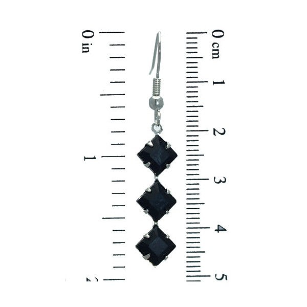 JUNO Silver Plated Jet Crystal Hook Earrings