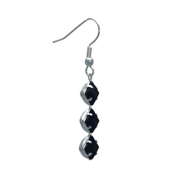 JUNO Silver Plated Jet Crystal Hook Earrings