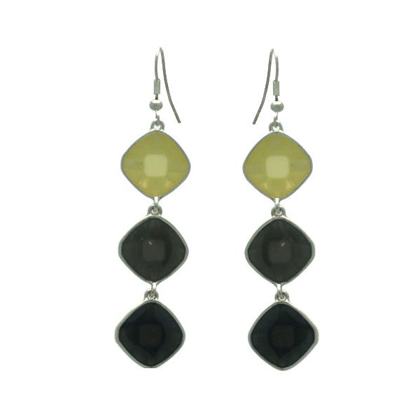 Kachina Silver tone Grey Lemon Hook Earrings