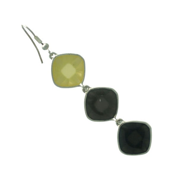 Kachina Silver tone Grey Lemon Hook Earrings