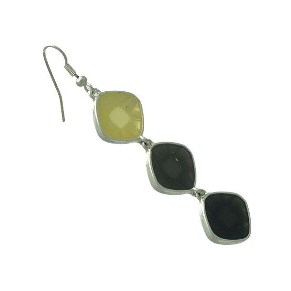 Kachina Silver tone Grey Lemon Hook Earrings