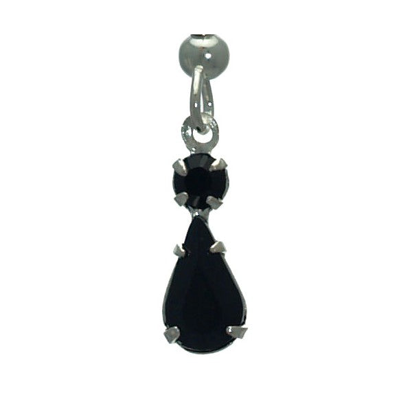 KANDACE Silver Plated Jet Crystal Hook Earrings