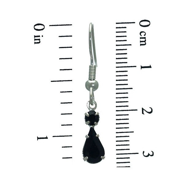 KANDACE Silver Plated Jet Crystal Hook Earrings
