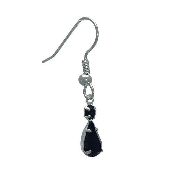 KANDACE Silver Plated Jet Crystal Hook Earrings